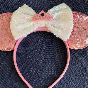 Sequin Pink and White Bow Headband
